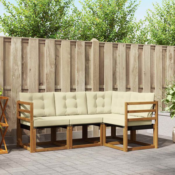 vidaXL V&auml;li diivanikomplekt padjaga 4 pcs Looduslik ja kreem