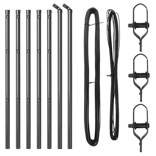 vidaXL Aiapostid 7 pcs Hall Ø32mm 120 cm Tsingitud teras