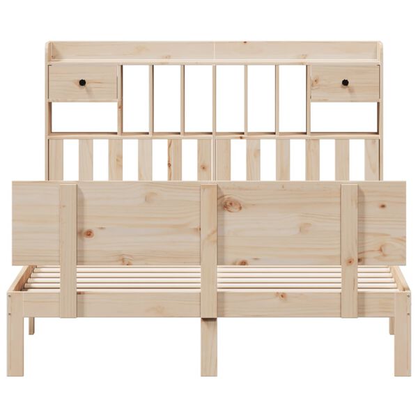 vidaXL riiuliga voodiraam ilma madratsita, 150 x 200 cm, männipuit