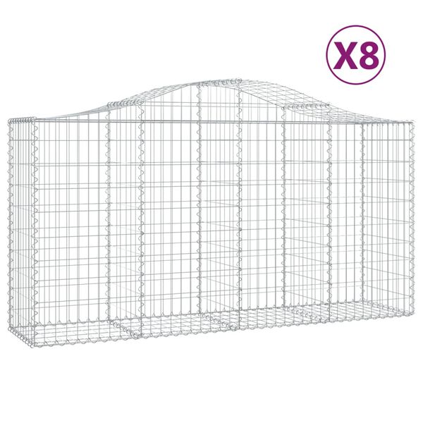 vidaXL kaarekujulised gabioonkorvid 8 tk, 200x50x100/120 cm, raud