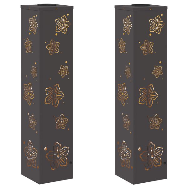 vidaXL P&auml;ikese LED k&auml;igutee tuli 2 pcs Must K&uuml;lmvaltsitud teras