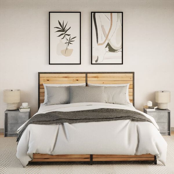 vidaXL öökapid LED-valgustusega 2 tk, betoonhall, tehispuit