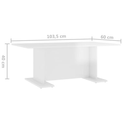 vidaXL kohvilaud, kõrgläikega, valge, 103,5x60x40 cm, puitlaastplaat
