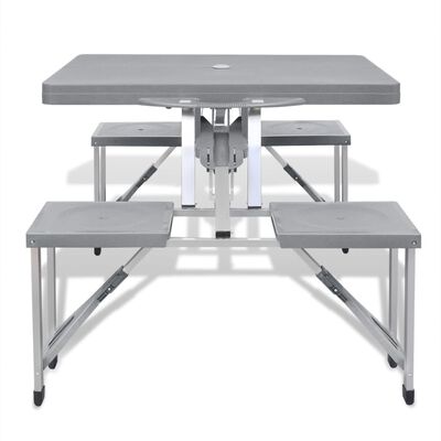 Kokkupandav alumiiniumist matkakomplekt laud + 4 tooli hall