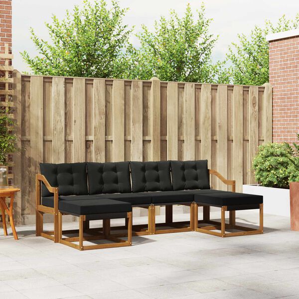 vidaXL V&auml;li diivanikomplekt padjaga 6 pcs Looduslik ja must