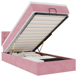 vidaXL Ottomani voodiraam madratsiga, roosa, 90x190cm, samet