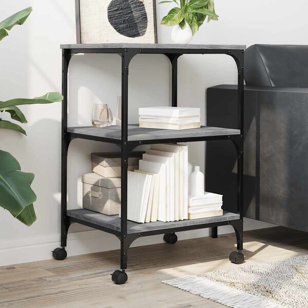 vidaXL printerialus, 3 tasandit, hall Sonoma, 50x41x75 cm, tehispuit