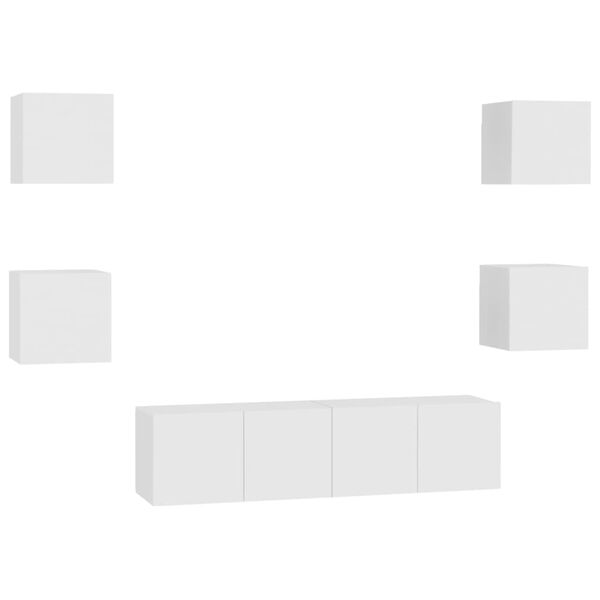 vidaXL 6-osaline telerikappide komplekt, valge, tehispuit