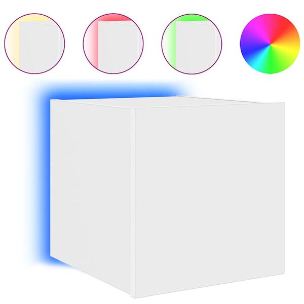 vidaXL teleri seinakapp LED-tuledega, valge, 30,5 x 35 x 30 cm