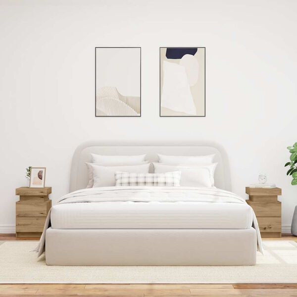 vidaXL &ouml;&ouml;kapid 2 tk, LED, k&auml;sit&ouml;&ouml;tamm, 35x39x55 cm, tehispuit