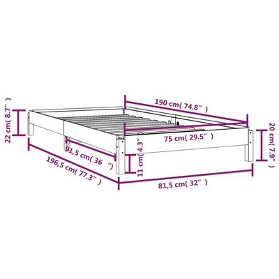 vidaXL virnastatav voodi, meepruun, 75 x 190 cm, männipuit
