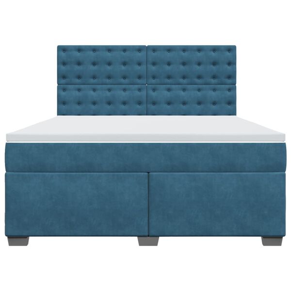 vidaXL kontinentaalvoodi madratsiga, sinine, 180x200 cm, samet