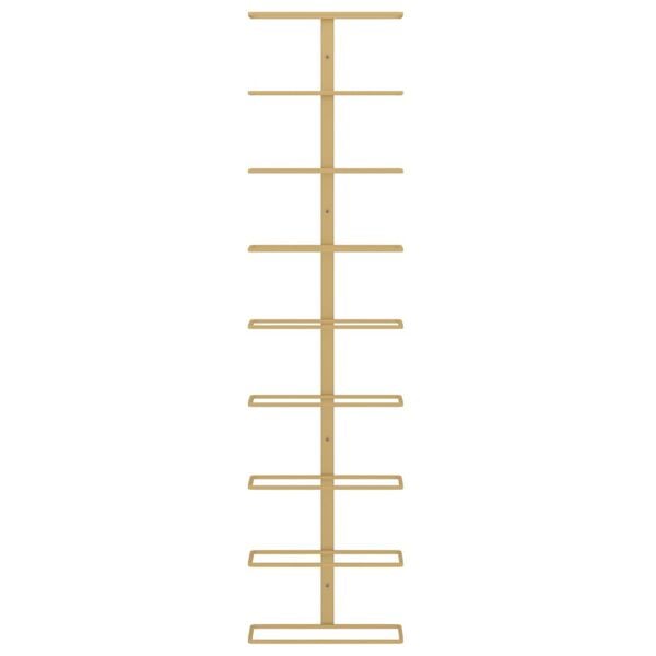 vidaXL seinale kinnitatav veiniriiul 9 pudelile, kuldne raud