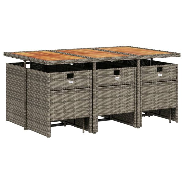 vidaXL 11-osaline aia s&ouml;&ouml;gim&ouml;&ouml;bli komplekt patjadega, hall, pol&uuml;rotang