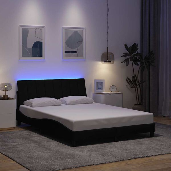 vidaXL voodiraam ilma madratsita Hanko, must, 140x190 cm, kangas