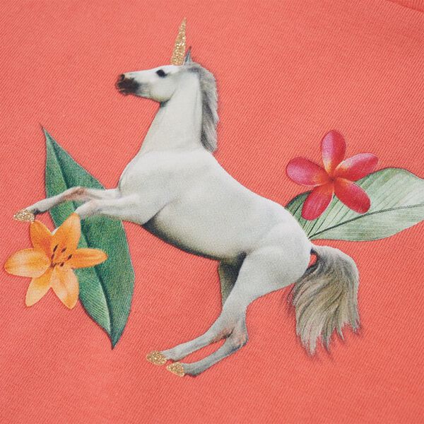 L&uuml;hikeste varrukatega laste T-s&auml;rk, korallroosa, 116