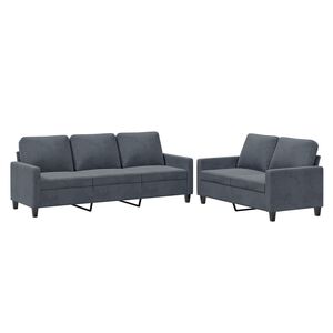 vidaXL 2-osaline diivanikomplekt patjadega, tumehall, samet