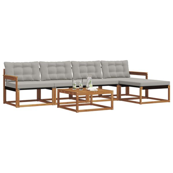 vidaXL V&auml;li diivanikomplekt padjaga 6 pcs Looduslik ja Hele Hall