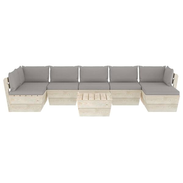 vidaXL 8-osaline kaubaalustest aiamööblikomplekt patjadega kuusepuit