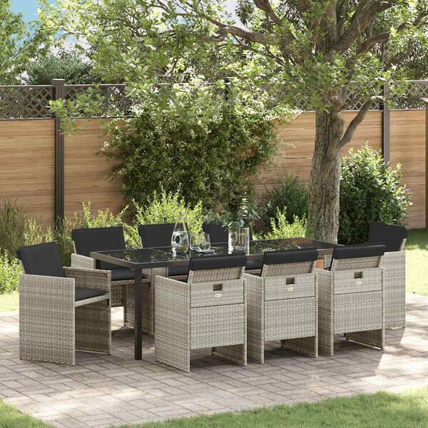 vidaXL Aia s&ouml;&ouml;gilaudade komplekt 9 pcs Helehall pol&uuml;rotang