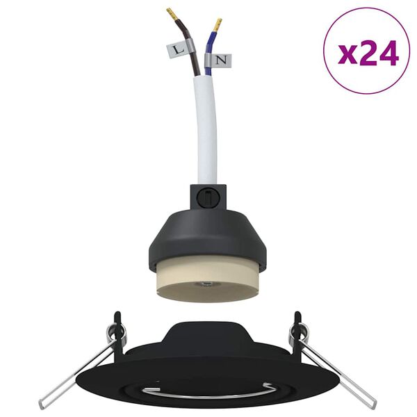 vidaXL Spotivalgus 24 pcs Must 9 x 9 x 2.5 cm Metall