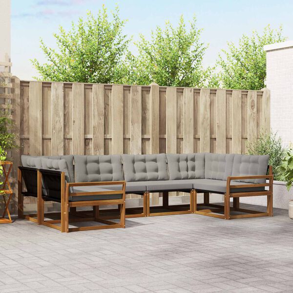 vidaXL V&auml;li diivanikomplekt padjaga 6 pcs Looduslik ja Hele Hall