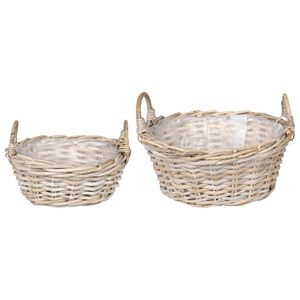 vidaXL Istutuskorv ladustamisega 2 pcs Hall Lacak Rattan