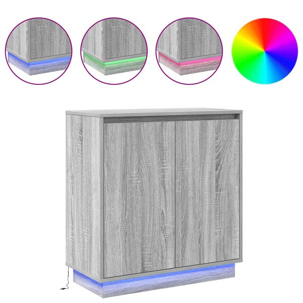 vidaXL LED Kummuti riiuliga Hall Sonoma 71 x 34,5 x 75 cm Tehispuit