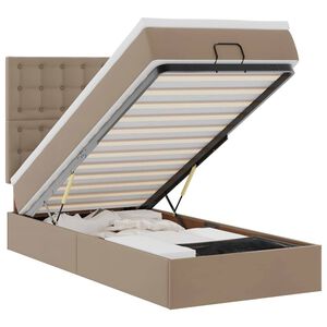 vidaXL Ottomani voodi madratsiga, cappuccino, 90x190cm, kunstnahk