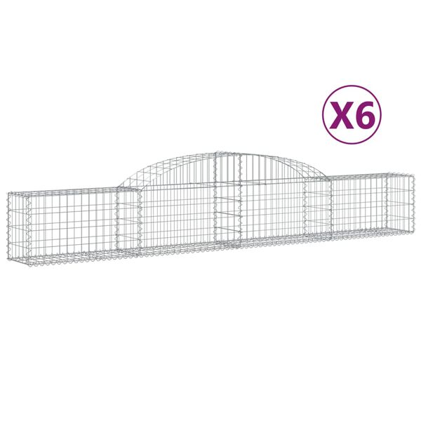 vidaXL kaarekujulised gabioonkorvid 6 tk, 300x30x40/60 cm, raud