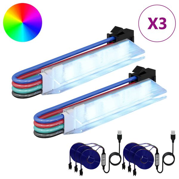 vidaXL LED Ribad 2 pcs Must ja mitmev&auml;rviline 1745 mm Vask ja plastik
