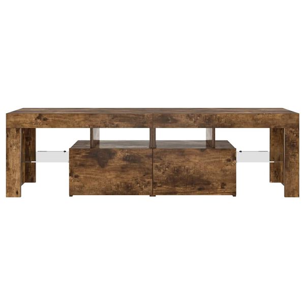 vidaXL telerialus LED-tuledega, suitsutatud tamm, 140 x 36,5 x 40 cm