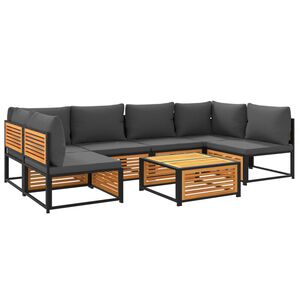 vidaXL 7-osaline aiam&ouml;&ouml;bli komplekt patjadega, akaatsiapuit