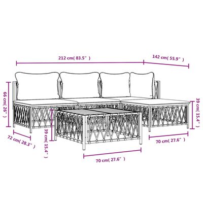 vidaXL 5-osaline aiamööbli komplekt patjadega, antratsiit, teras