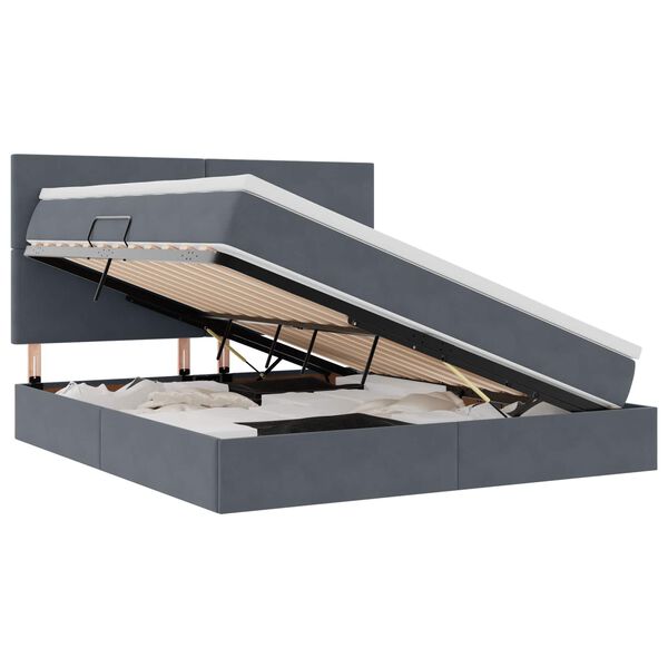 vidaXL LED-valgusega hoiuvoodi madratsiga Tumehall 160 x 200 cm Samet