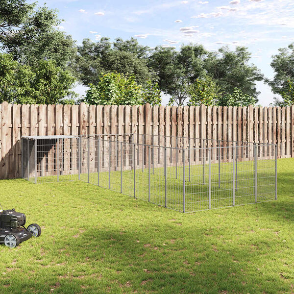 vidaXL koeraaedik, hõbedane, 13,31 m², teras