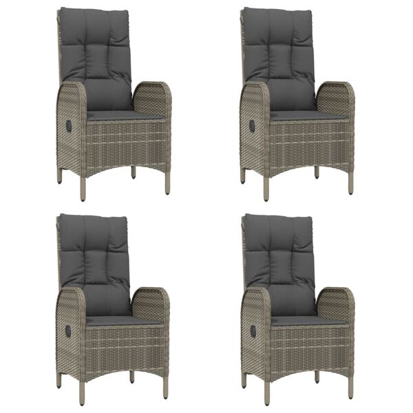 vidaXL 5-osaline aiamööbli komplekt patjadega, must/hall, polürotang