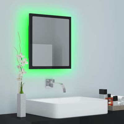 vidaXL LED vannitoa peeglikapp, kõrgläikega must, 40x8,5x37 cm, akrüül