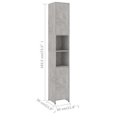 vidaXL 4-osaline vannitoamööbli komplekt, betoonhall, puitlaastplaat
