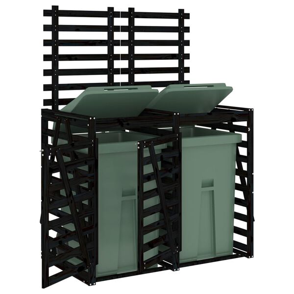 vidaXL kahe ratastega prügikasti kuur, must, männipuit