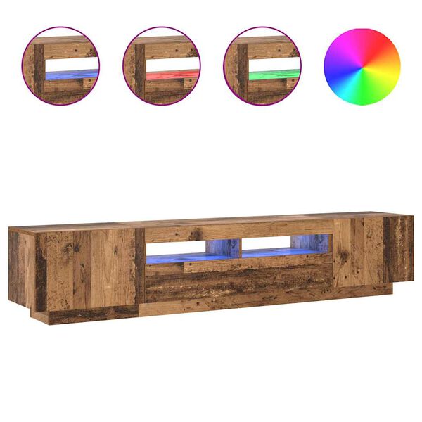 vidaXL telerialus LEDiga, vana puit, 200x35x40 cm, tehispuit