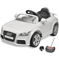 Valge Audi TT RS pealeistutav auto lastele puldiga