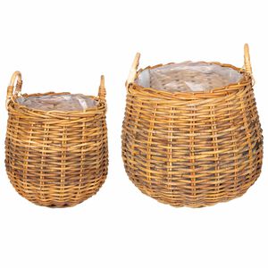 vidaXL Istutuskorv ladustamisega 2 tk Looduslik pruun Kubu rattan