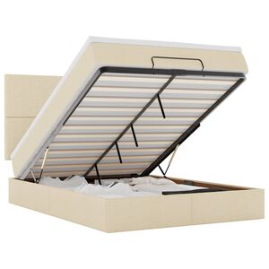 vidaXL ottomani voodi madratsiga, kreemjas, 140x200 cm, kangas