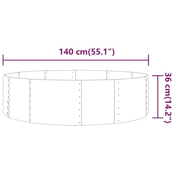 vidaXL aia taimelava, galvaniseeritud teras, 140x140x36 cm, roheline
