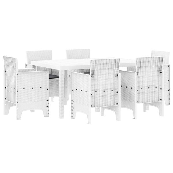 vidaXL Aia söögilaudade komplekt 7 pcs Valge Polt rattan
