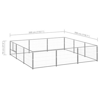 vidaXL koeraaedik, hõbe, 9 m², teras