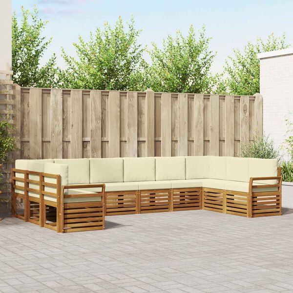 vidaXL Nurgadiivanikomplekt 10 pcs Looduslik ja kreem Tugev akatsiapuu