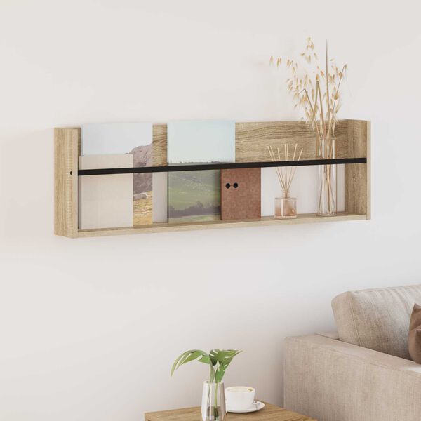 vidaXL Ajakirja riiul riiuliga Sonoma tamm 100 x 12 x 30 cm Tehispuit