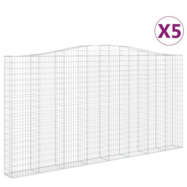vidaXL kaarekujulised gabioonkorvid 5 tk, 400x30x200/220 cm, raud